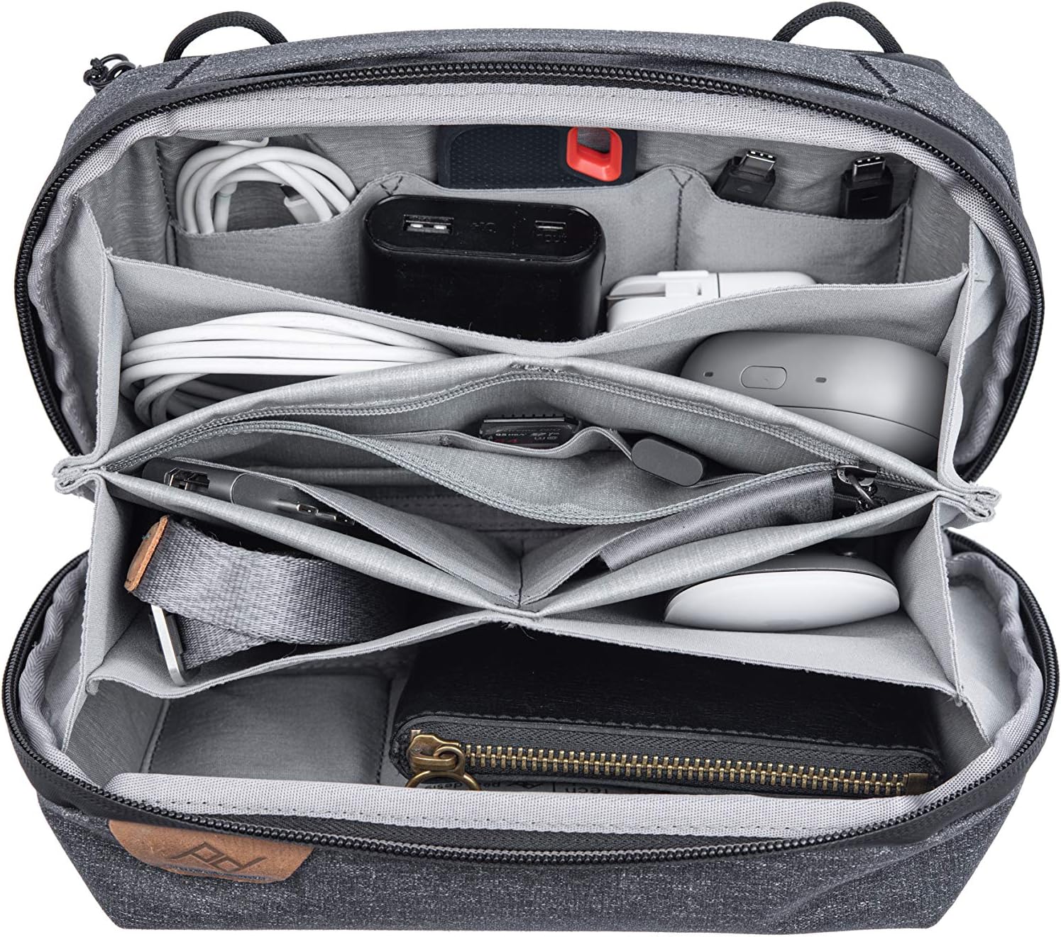 Peak Design Tech Pouch Charcoal Organizer Case for Smartphones, Cables etc (Dark Grey), Black, M - MEDIUM, Travel Line is a Fully Adaptable System, blackone, Travel Line is a fully adaptable system - Amazing Gadgets Outlet