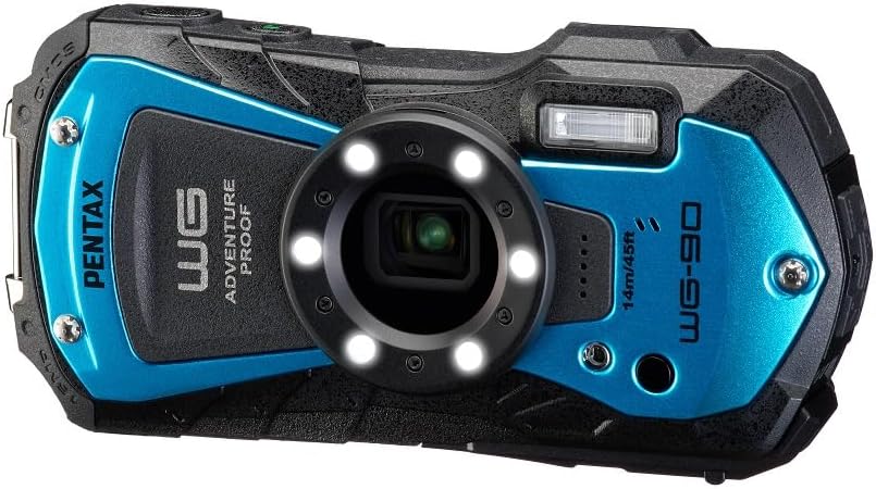 PENTAX WG - 90 Blue - Standard - class, waterproof digital compact camera, designed for casual underwater photography to a depth of 14 meters - Amazing Gadgets Outlet