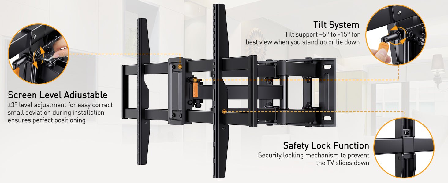 Perlegear TV Wall Mount for 37 - 75 Inch LED LCD Plasma and Curved TV Bracket Tilting and Swivelling VESA 200x100 - 600x400 - Amazing Gadgets Outlet