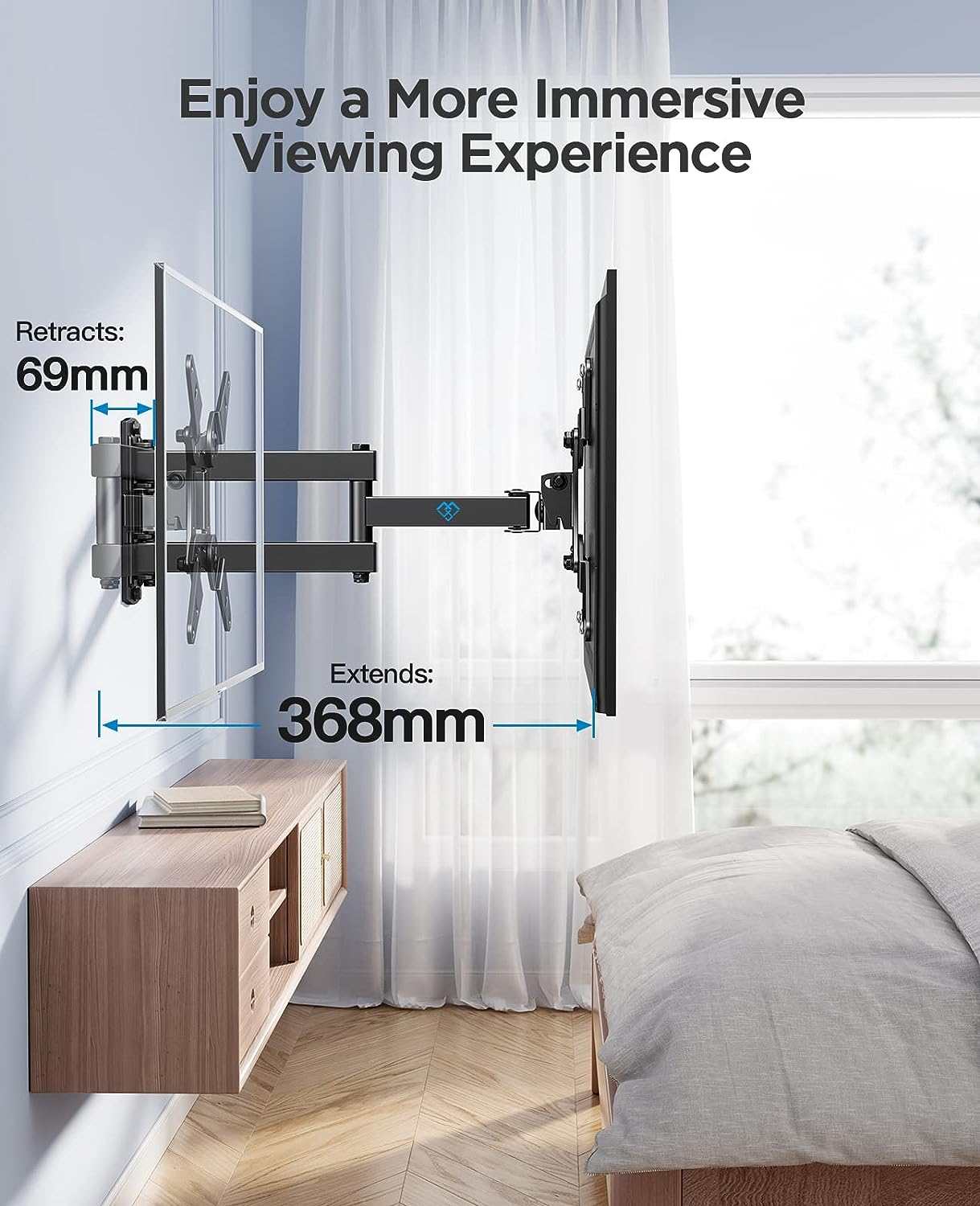 PERLESMITH TV Wall Bracket for 13 - 42 inch TVs, Swivels Tilts TV Wall Mount for Flat & Curved TV，VESA 75x75mm to 200x200mm up to 20kg - Amazing Gadgets Outlet