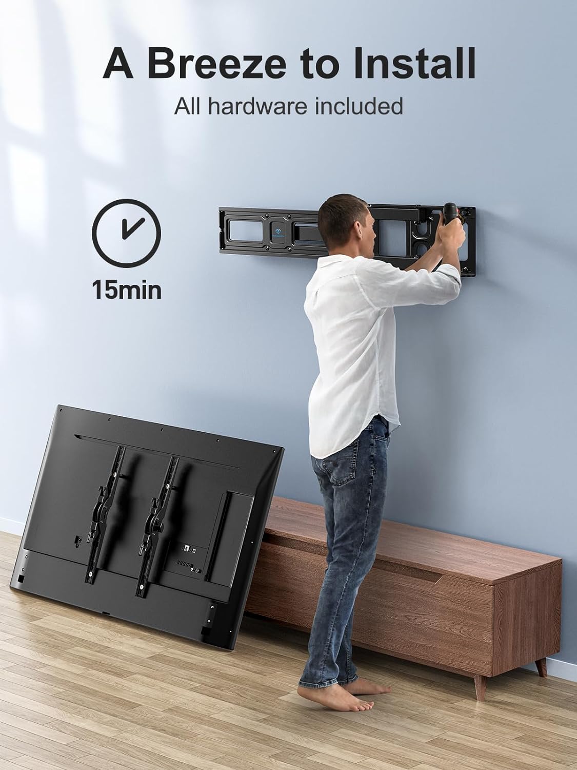 PERLESMITH TV Wall Bracket for 26 - 60 inch TVs, Swivel Tilt up to 40kg, 55 inch TV Wall Mount with Spirit Level, Max. VESA 400x400mm - Amazing Gadgets Outlet