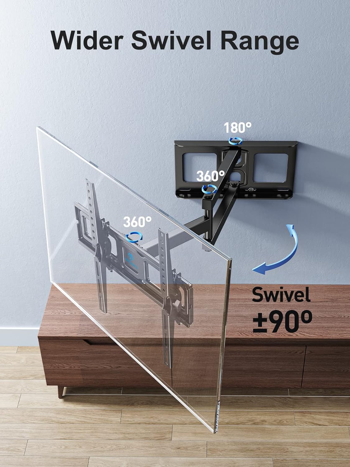 PERLESMITH TV Wall Bracket for 26 - 60 inch TVs, Swivel Tilt up to 40kg, 55 inch TV Wall Mount with Spirit Level, Max. VESA 400x400mm - Amazing Gadgets Outlet