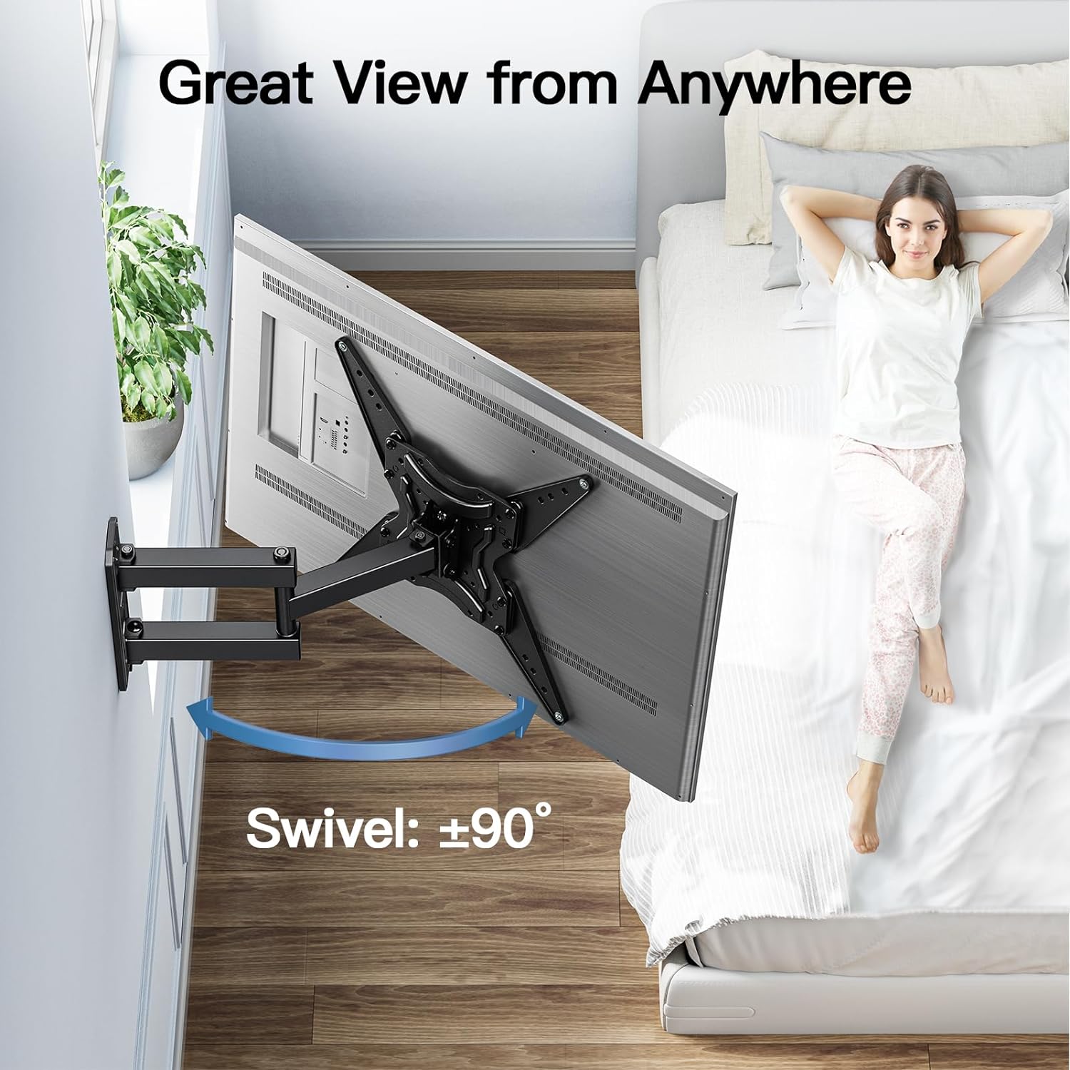 PERLESMITH TV Wall Bracket Swivel Tilt Extend, Universal TV Bracket Wall Mount for 26 - 60 Inch Flat/Curved TVs, Adjustable TV Bracket Holds up to 32KG Max.VESA 400x400mm - Amazing Gadgets Outlet