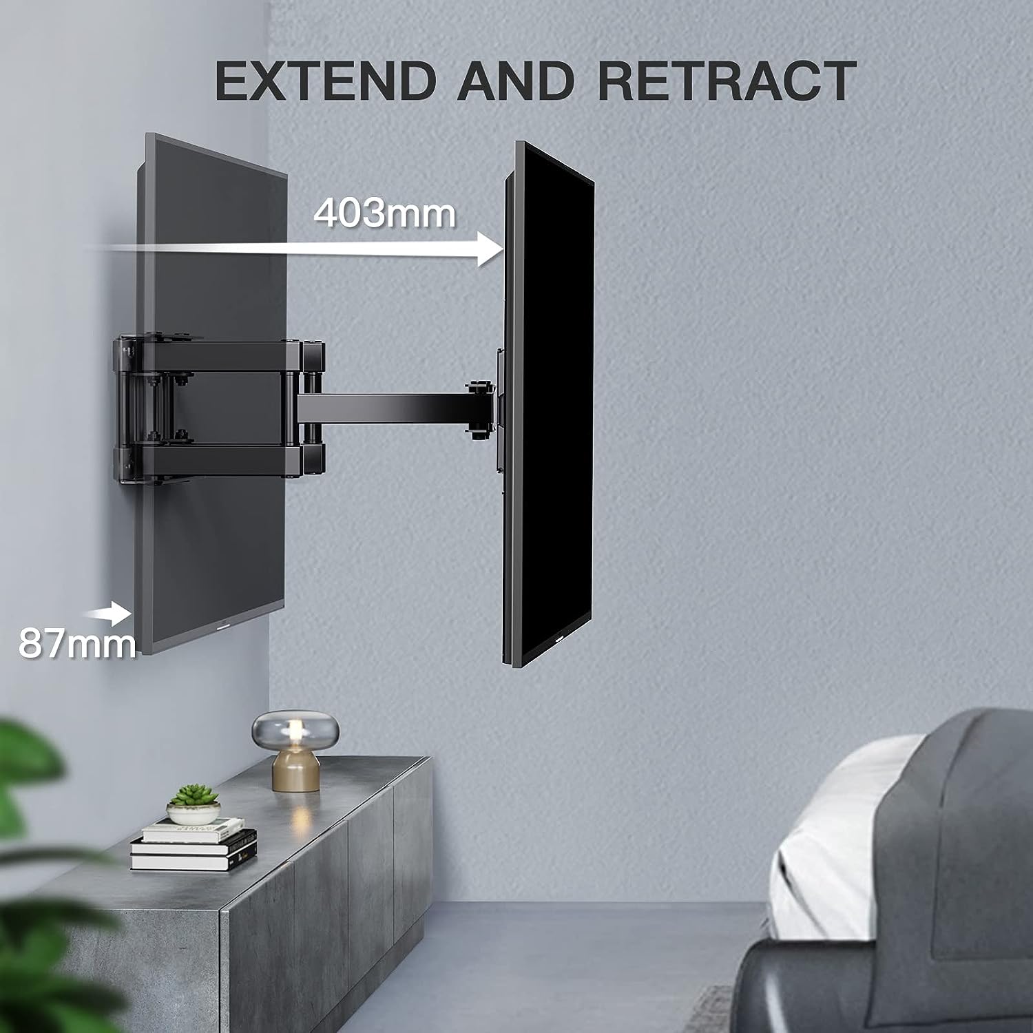 PERLESMITH TV Wall Bracket, Swivel Tilt TV Wall Mount for 26 - 65 Inch Flat & Curved TV up to 45kg, TV Bracket Max VESA 400x400mm - Amazing Gadgets Outlet