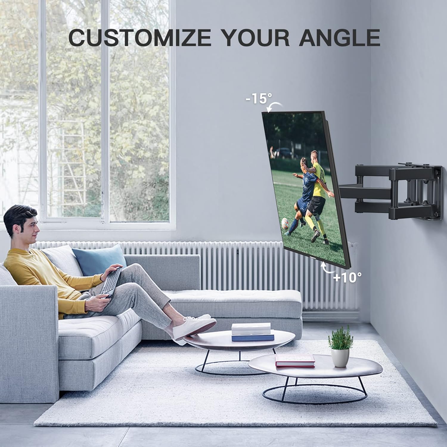 PERLESMITH TV Wall Bracket, Swivel Tilt TV Wall Mount for 26 - 65 Inch Flat & Curved TV up to 45kg, TV Bracket Max VESA 400x400mm - Amazing Gadgets Outlet