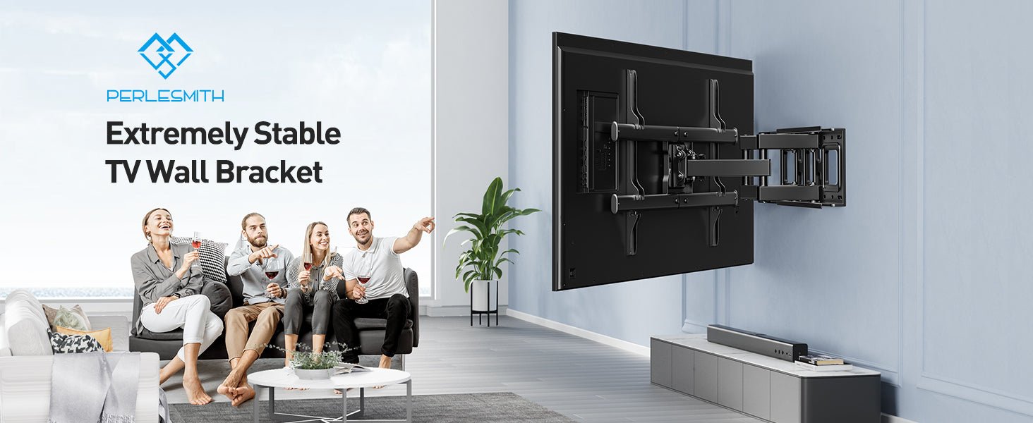 PERLESMITH TV Wall Bracket, TV Bracket for 37 - 85 Inch TVs up to 60kg, Swivel Tilt Extend TV Wall Mount, 65 inch TV Wall Bracket max. VESA 600x400mm - Amazing Gadgets Outlet