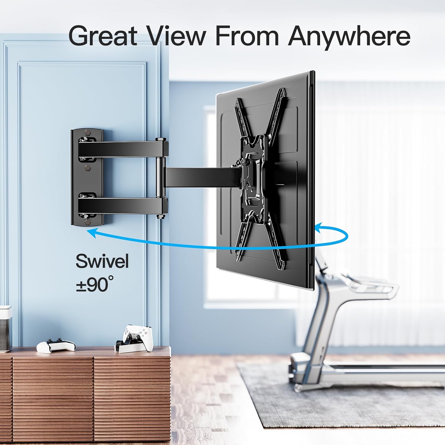 PERLESMITH TV Wall Mount, Swivels Tilts Extends Heavy Duty TV Wall Bracket for 26 - 60 inch Plasma & Curved TV up to 35kg Max VESA 400x400mm - Amazing Gadgets Outlet