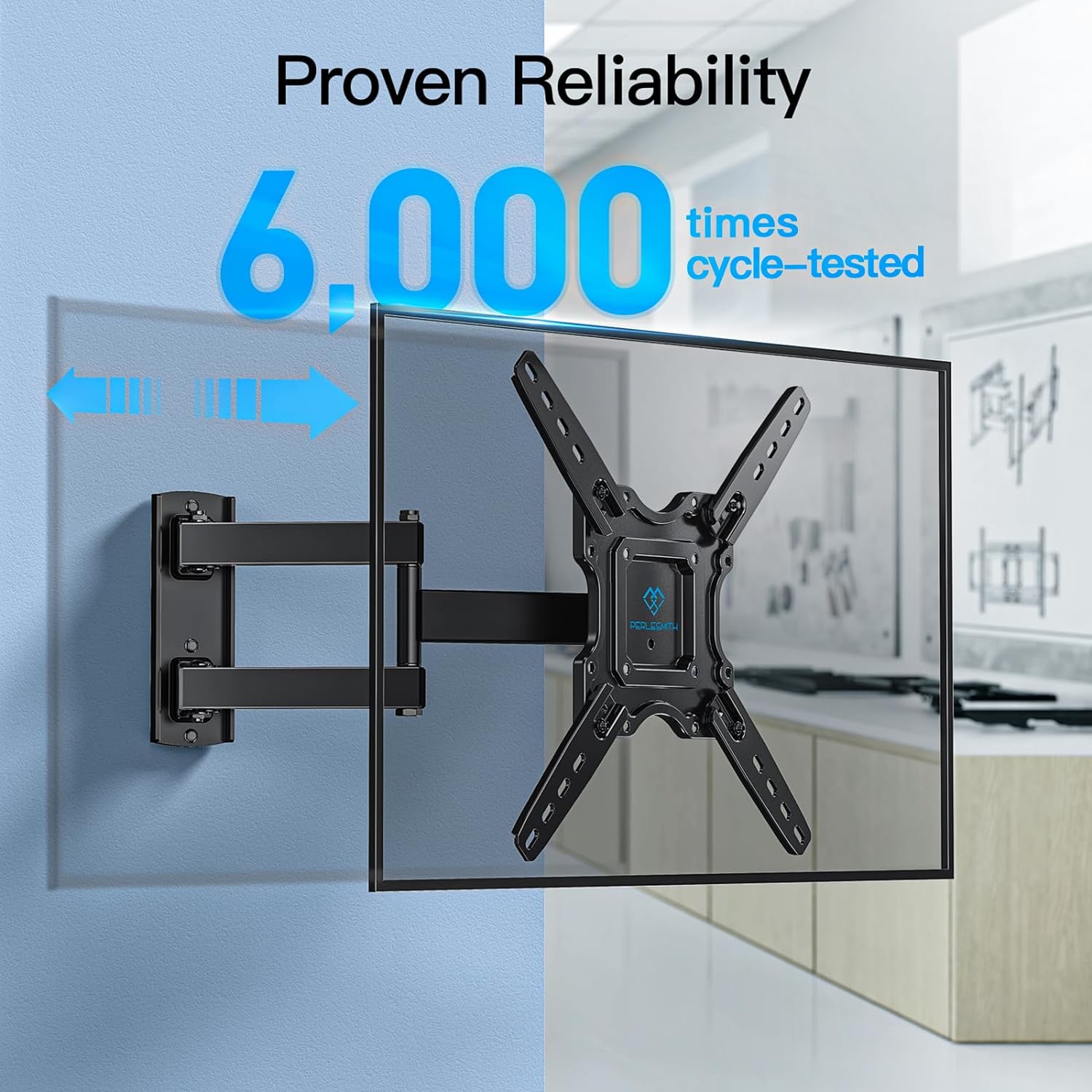 PERLESMITH TV Wall Mount, Swivels Tilts Extends Heavy Duty TV Wall Bracket for 26 - 60 inch Plasma & Curved TV up to 35kg Max VESA 400x400mm - Amazing Gadgets Outlet