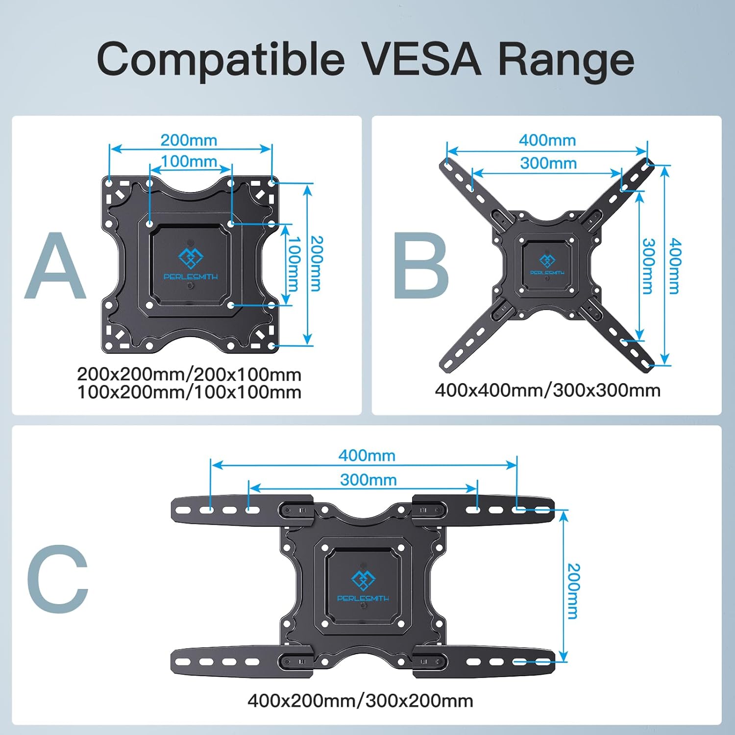 PERLESMITH TV Wall Mount, Swivels Tilts Extends Heavy Duty TV Wall Bracket for 26 - 60 inch Plasma & Curved TV up to 35kg Max VESA 400x400mm - Amazing Gadgets Outlet