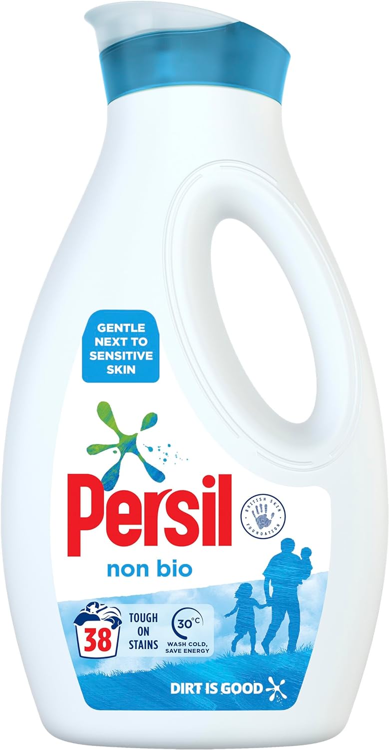 Persil Non Bio Laundry Washing Liquid Detergent 100% recyclable bottle tough on stains, gentle next to sensitive skin 38 wash 1.026 l - Amazing Gadgets Outlet