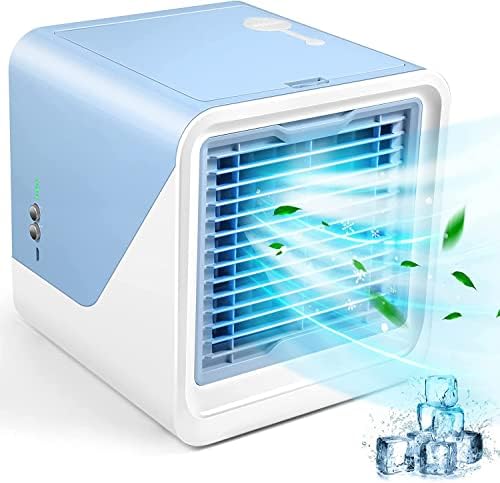 Personal Air Conditioner, Small Desk Fan, Portable Mini USB Cooler, 3 in 1 Evaporative Conditioner with 7 LED Light/Humidifier/Purifier/3 Speeds Desktop for Home, Office, Room - Amazing Gadgets Outlet