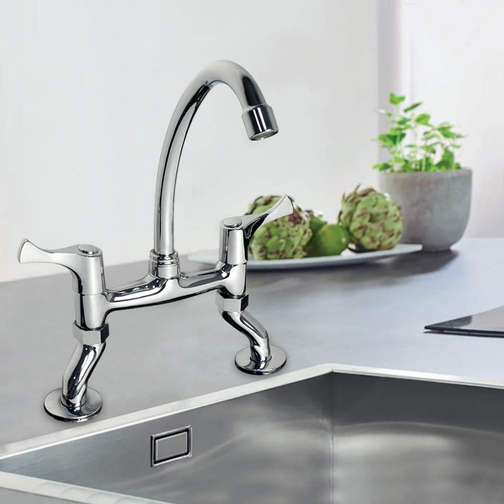 PHASAT Bridge Kitchen Taps 2 Hole,Adjustable Bridge Mixer Tap with Swivel Spout,Traditional Renaissance Style,Brass Body Chrome HN100   Import  Single ASIN  Import  Multiple ASIN ×Product customization General Description Gallery Rev - Amazing Gadgets Outlet