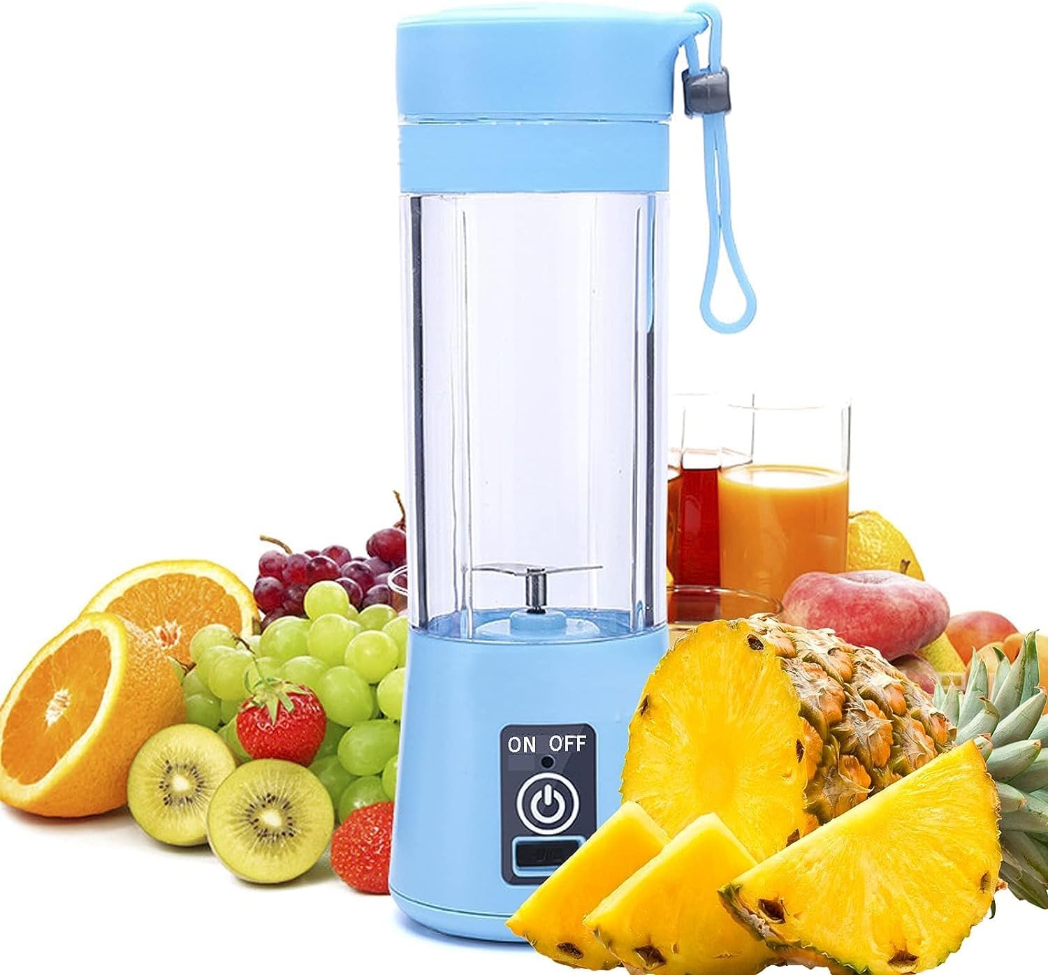 PHILAIDE Portable Blender Smoothie Maker, Personal Size Fresh Juice Shaker Bottle, Mini Blender 300ML Rechargeable USB Multifunction Juicer Cup with Lid For Travel Kitchen Camping Gym Office (blue_) - Amazing Gadgets Outlet