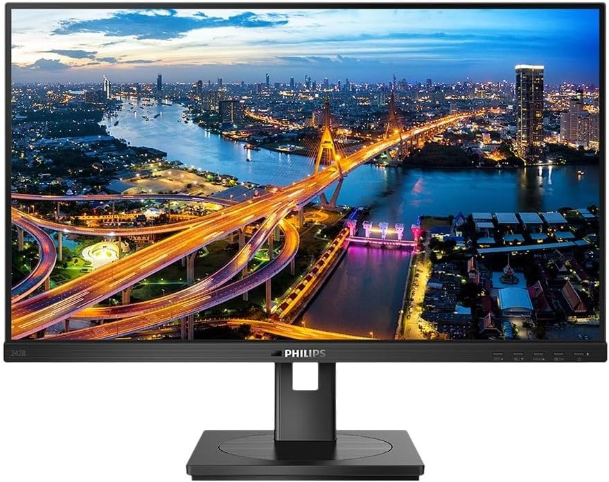 PHILIPS 242B1 - 24 Inch FHD Monitor, 75Hz, 4ms, IPS, AdaptiveSync, Height Adjust, Speakers, USB Hub (1920 x 1080, 250 cd/m², HDMI/VGA/DP/USB - C) - Amazing Gadgets Outlet