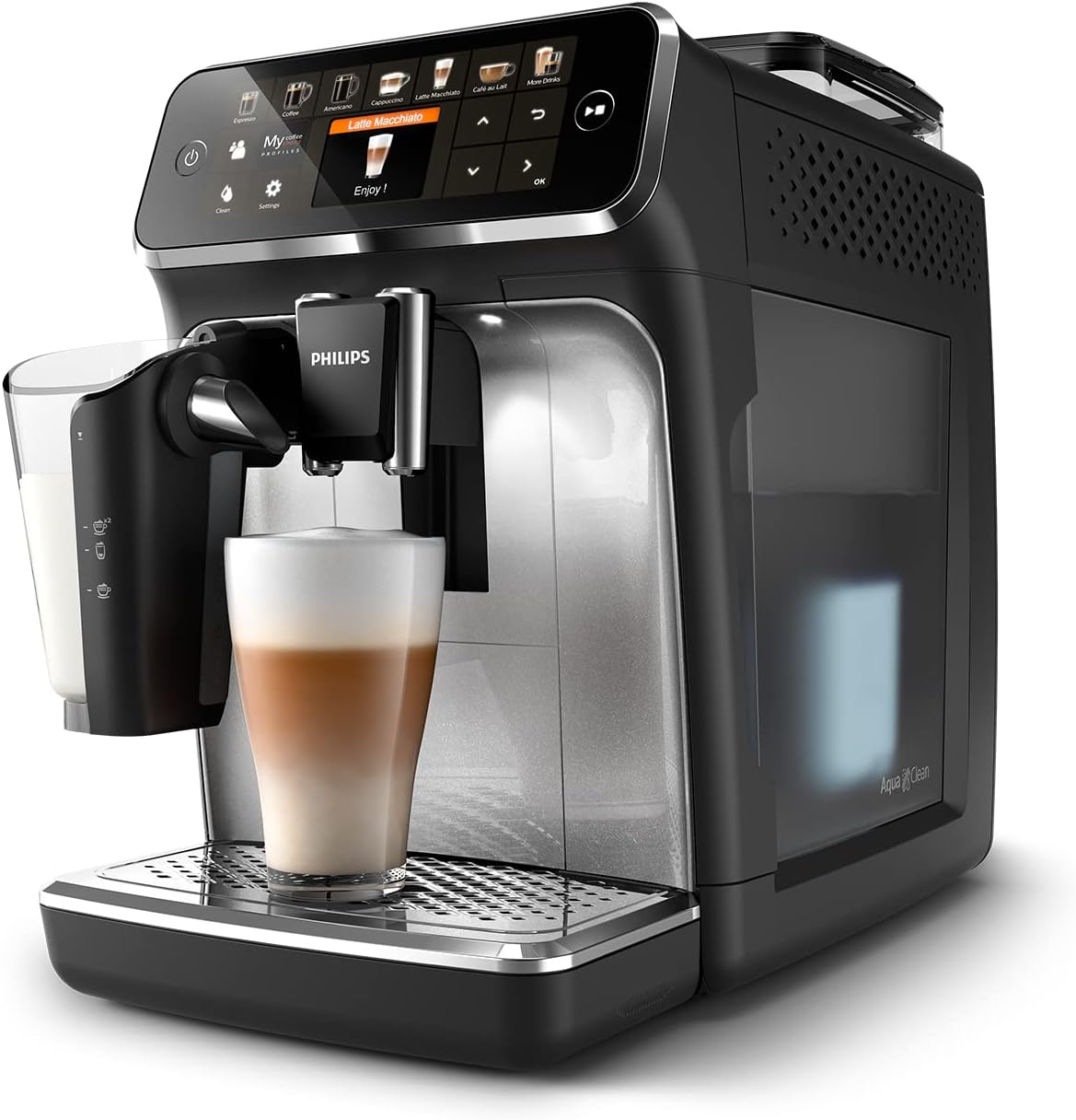 Philips 5400 Series Bean - to - Cup Espresso Machine - LatteGo Milk Frother, 12 Coffee Varieties, 4 User Profiles, Intuitive Display, Silver (EP5446/70) - Amazing Gadgets Outlet