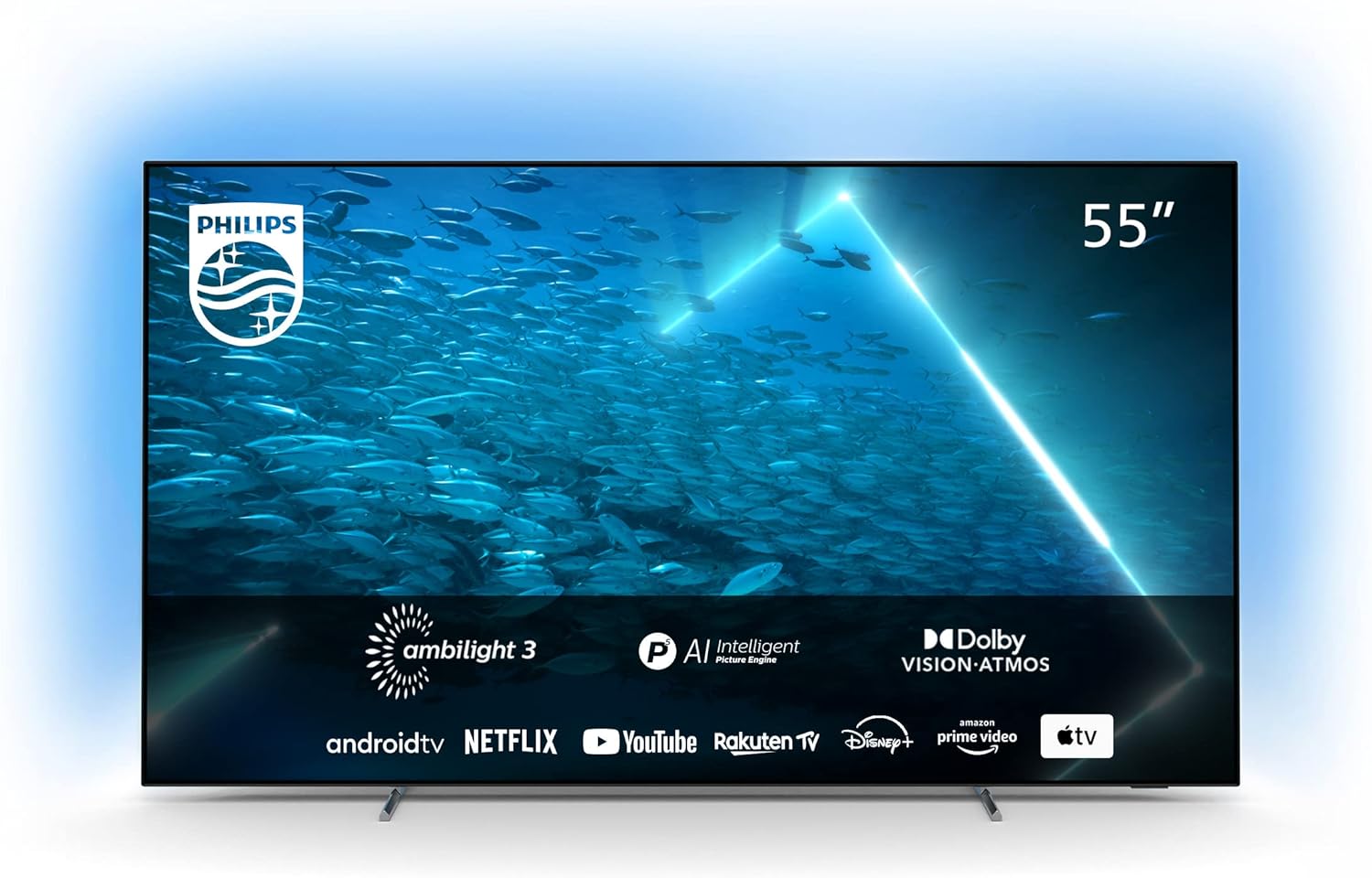 PHILIPS Ambilight OLED708/12 55 inch Smart 4K OLED TV | UHD & HDR10+ | 120Hz | P5 AI Perfect Picture Engine | Dolby Atmos | 20W Speakers | Google Assistant & Alexa Compatible - Amazing Gadgets Outlet