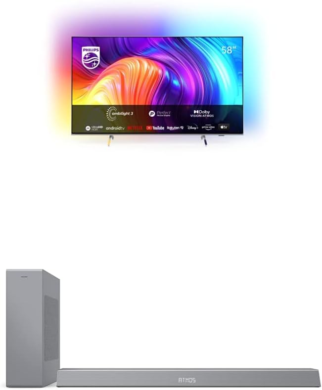 PHILIPS Ambilight PUS8508 55 inch Smart 4K LED TV | UHD & HDR10+ | 60Hz | P5 Perfect Picture Engine | Dolby Atmos | 20W Speakers | Google Assistant & Alexa Compatible - Amazing Gadgets Outlet