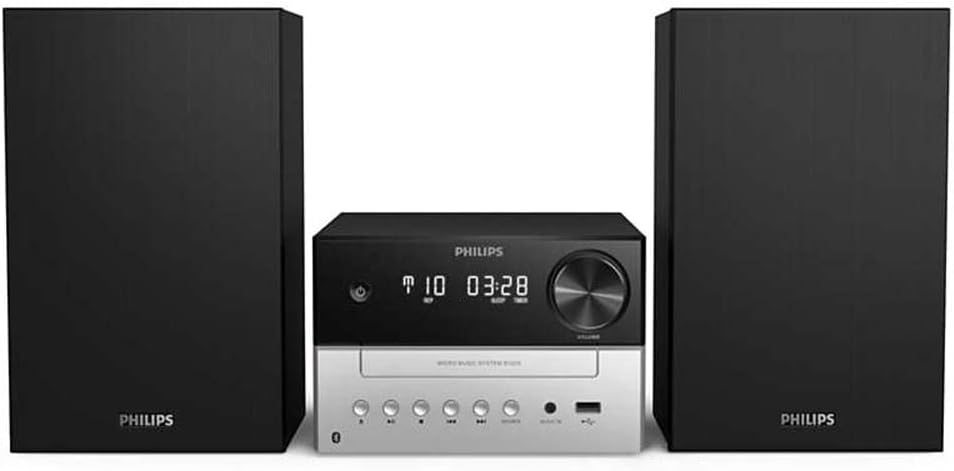 Philips Audio M3205/12 Micro Music System with Bluetooth (Hifi System, FM Radio, USB, CD, MP3 - CD, USB Port for Charging, 18 W, Bass - Reflex Loudspeakers, Digital Sound Control) - Amazing Gadgets Outlet