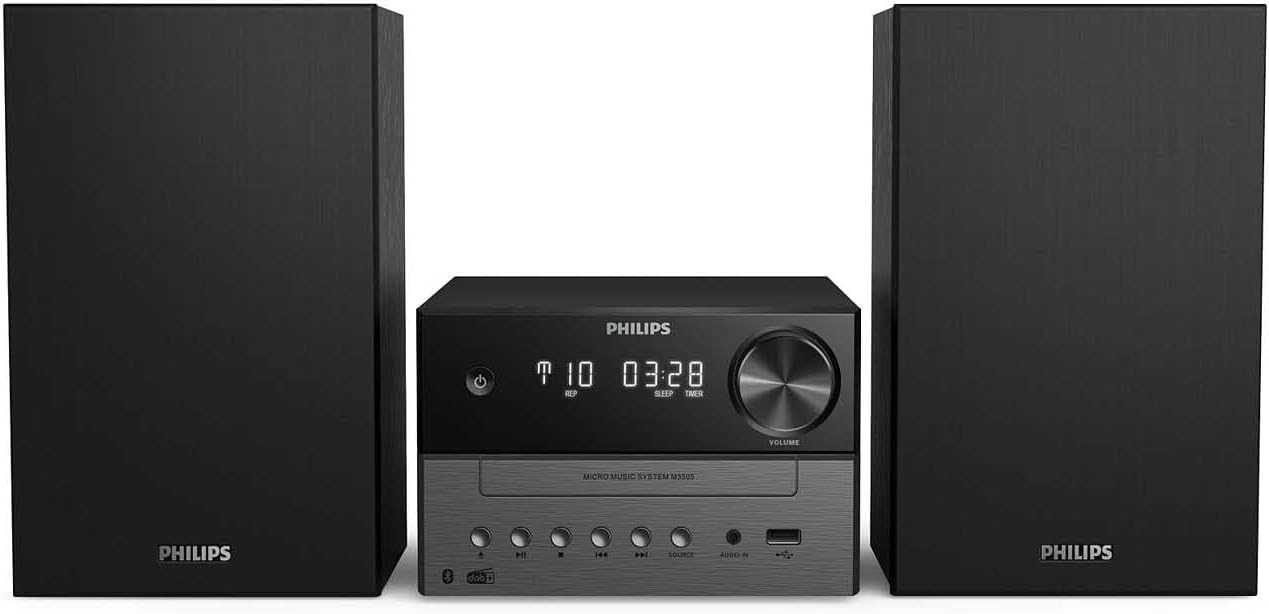 Philips Audio M4505/12 Micro Music System with Bluetooth (DAB+/FM Radio, USB, CD, MP3 - CD, 60 W, Audio - In, USB Port for Charging, Bass - Reflex Loudspeakers, Digital Sound Control) - Amazing Gadgets Outlet