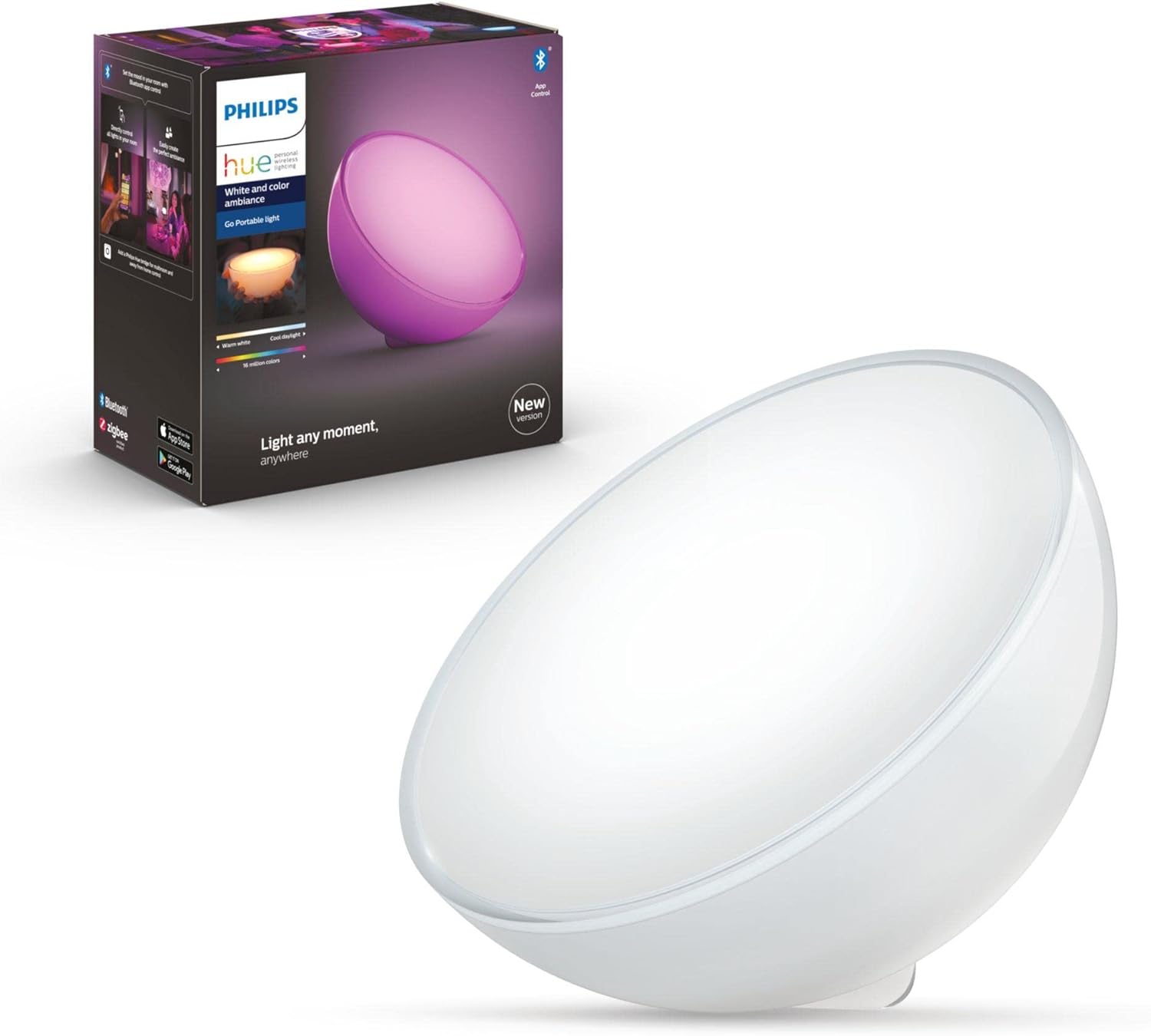 Philips Hue Go 2.0 White & Colour Ambiance Smart Portable Light with Bluetooth, Works with Alexa and Google Assistant (Pack of 1) - Amazing Gadgets Outlet