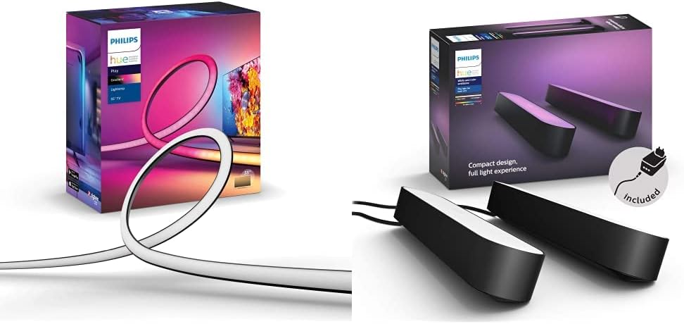 Philips Hue Gradient Lightstrip 55 Inch for TV and Gaming Bundle. Includes 2x Hue Play Black. Smart Entertainment LED Lighting with Voice Control. Works with Alexa, Google Assistant and Apple HomeKit   Import  Single ASIN  Import  Multiple ASIN × - Amazing Gadgets Outlet