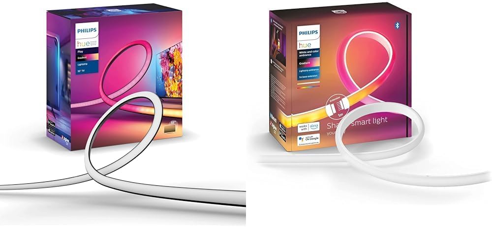 Philips Hue Gradient Lightstrip 55 Inch for TV and Gaming Bundle. Includes 2x Hue Play Black. Smart Entertainment LED Lighting with Voice Control. Works with Alexa, Google Assistant and Apple HomeKit   Import  Single ASIN  Import  Multiple ASIN × - Amazing Gadgets Outlet