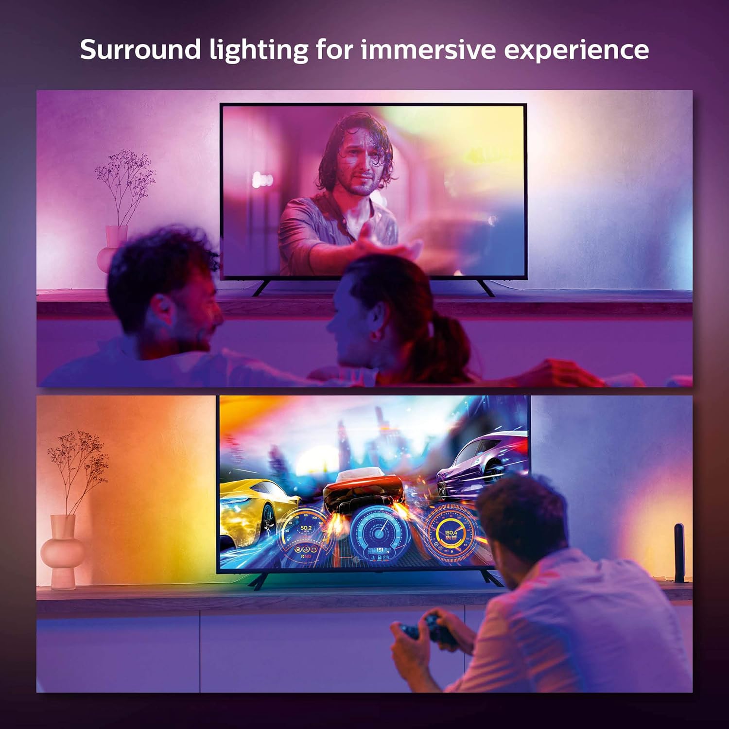 Philips Hue Gradient Lightstrip 55 Inch for TV and Gaming Bundle. Includes 2x Hue Play Black. Smart Entertainment LED Lighting with Voice Control. Works with Alexa, Google Assistant and Apple HomeKit   Import  Single ASIN  Import  Multiple ASIN × - Amazing Gadgets Outlet