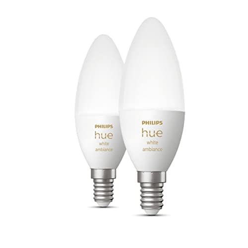 Philips Hue NEW White Ambiance Smart Light Bulb 2 Pack [E14 Small Edison Screw] Works with Alexa, Google Assistant and Apple Homekit. For Indoor Home Lighting, Livingroom and Bedroom. - Amazing Gadgets Outlet