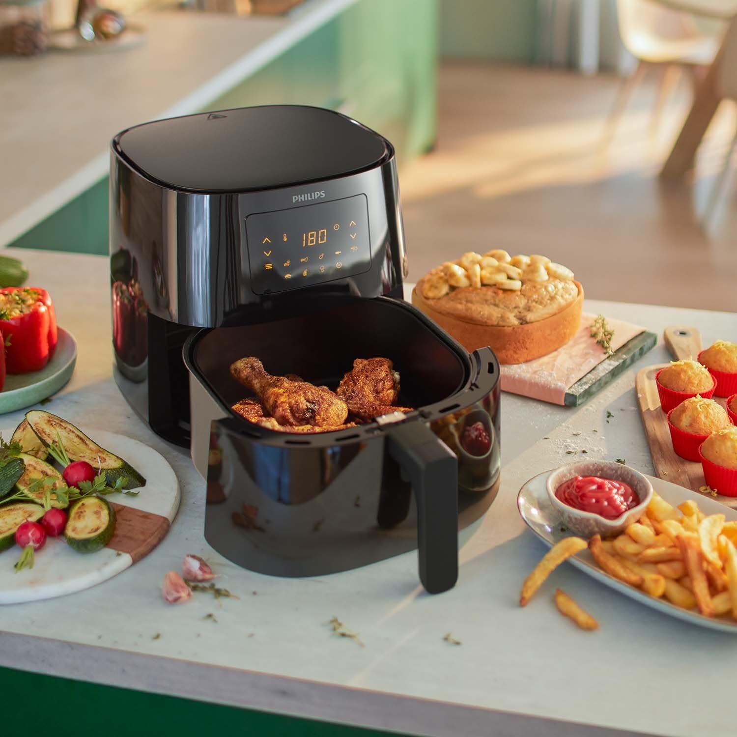 Philips Kitchen Appliances Essential Airfryer XL 2.65lb/6.2L Capacity Digital Airfryer with Rapid Air Technology, Easy Clean Basket, Black - HD9270/91 - Amazing Gadgets Outlet