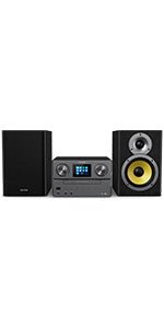 PHILIPS M8905/10 Micro Music System with Bluetooth and DAB+/FM Internet Radio (USB, Spotify Connect, CD, MP3 - CD, 100 W, Bass - Reflex Loudspeakers, Digital Sound Control) - 2020/2021 Model, Black, 100 W - Amazing Gadgets Outlet