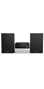 PHILIPS M8905/10 Micro Music System with Bluetooth and DAB+/FM Internet Radio (USB, Spotify Connect, CD, MP3 - CD, 100 W, Bass - Reflex Loudspeakers, Digital Sound Control) - 2020/2021 Model, Black, 100 W - Amazing Gadgets Outlet