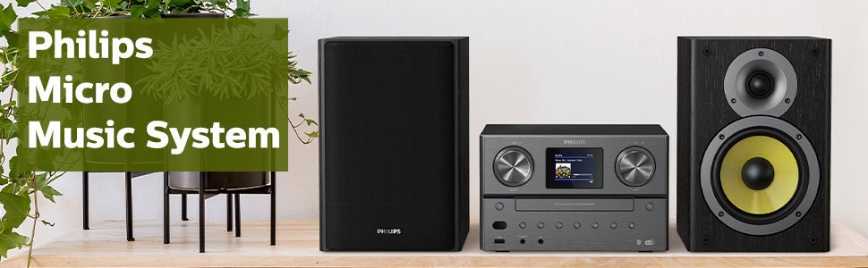 PHILIPS M8905/10 Micro Music System with Bluetooth and DAB+/FM Internet Radio (USB, Spotify Connect, CD, MP3 - CD, 100 W, Bass - Reflex Loudspeakers, Digital Sound Control) - 2020/2021 Model, Black, 100 W - Amazing Gadgets Outlet