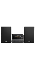 PHILIPS M8905/10 Micro Music System with Bluetooth and DAB+/FM Internet Radio (USB, Spotify Connect, CD, MP3 - CD, 100 W, Bass - Reflex Loudspeakers, Digital Sound Control) - 2020/2021 Model, Black, 100 W - Amazing Gadgets Outlet