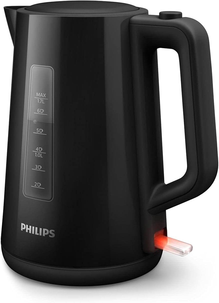Philips Series 3000 Kettle, 1850 W, 1.7 litre Family Size, Spring Lid, Fast Boiling, Light Indicator, Removable Filter, Pirouette Base, Water and Cup Indicator, Easy Refilling, Black (HD9318/21) - Amazing Gadgets Outlet
