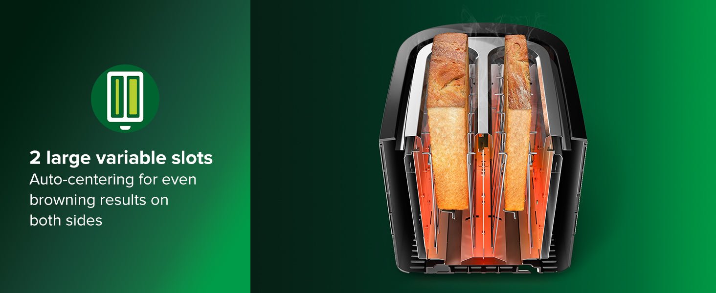 Philips Toaster - 2 Slots, 8 Settings, Bun Rack, Defrost, High Lift, Auto Shut - off, Black (HD2581/91) - Amazing Gadgets Outlet