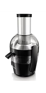 Philips Viva Collection Compact Juicer, 1.5 Litre, 500 Watt, Quick Clean Technology, Drip Stop, Dishwasher Safe Parts, See - through Pulp Container, Direct Serve, Black (HR1832/01) - Amazing Gadgets Outlet