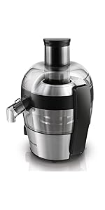 Philips Viva Collection Compact Juicer, 1.5 Litre, 500 Watt, Quick Clean Technology, Drip Stop, Dishwasher Safe Parts, See - through Pulp Container, Direct Serve, Black (HR1832/01) - Amazing Gadgets Outlet