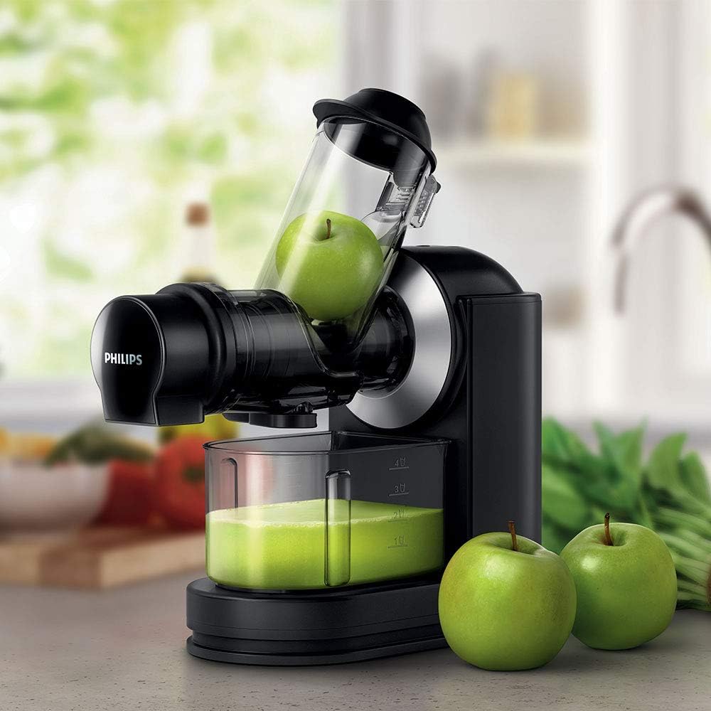 Philips Viva Collection Masticating Juicer, 150W, 1L, XL Tube, Quick Clean Technology, HomeID App, Dishwasher - safe Parts, Drip Stop, Easy Assembly, Compact Storage, Black (HR1889/71) - Amazing Gadgets Outlet