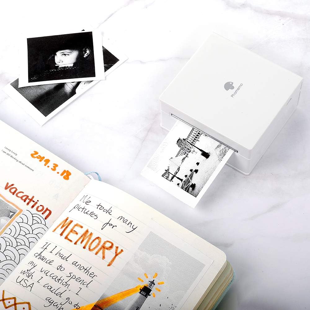 Phomemo M02 Sticker Printer - Mini Pocket Printer, 203dpi Thermal Instant Photo Printer, Small Bluetooth Picture Printer, Portable Phone Printer for Children, Work with Phone & Tablet, White - Amazing Gadgets Outlet