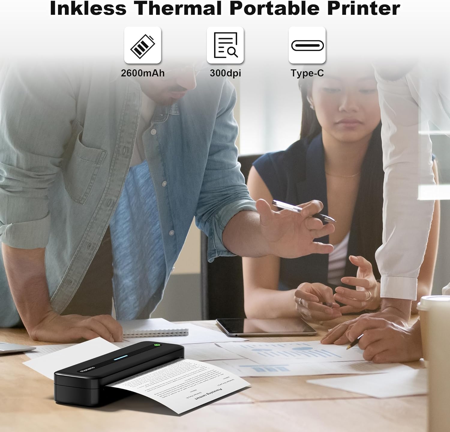 Phomemo M832 Thermal Printer, Inkless Portable Printer A4 Compatible with Android & iOS, Wireless Printer for Home, Photo, Invoice, Study, Bluetooth Monochrome Printer, Black - Amazing Gadgets Outlet