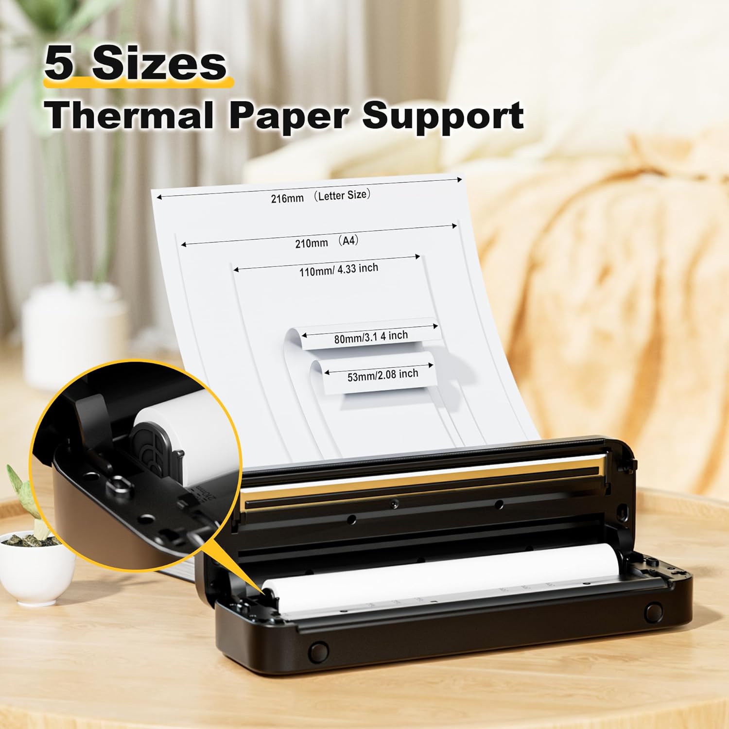 Phomemo M832 Thermal Printer, Inkless Portable Printer A4 Compatible with Android & iOS, Wireless Printer for Home, Photo, Invoice, Study, Bluetooth Monochrome Printer, Black - Amazing Gadgets Outlet