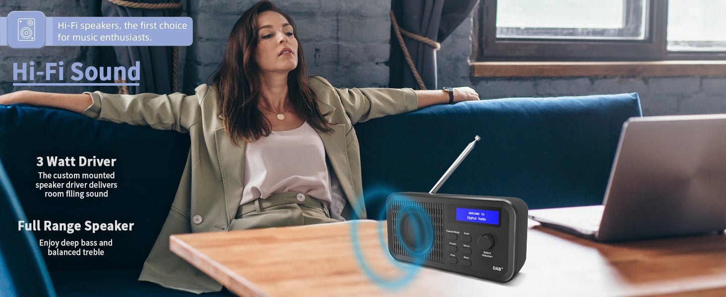 Pinci DAB/DAB+ Digital Radio & FM Radio, Portable Digital Radio with USB Rechargeable 20 Hours Playback,10 Preset Stations,Headphone Jack,LCD Display For living room, study, kitchen, garden, travel - Amazing Gadgets Outlet