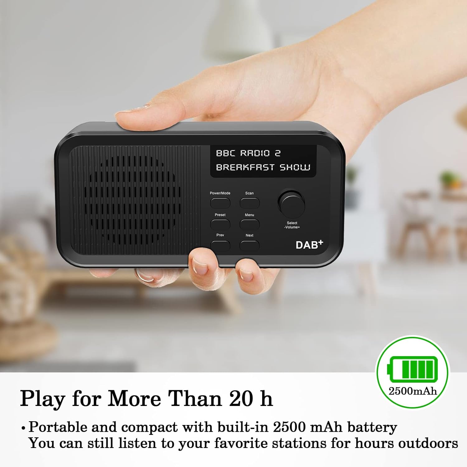 Pinci DAB/DAB+ Digital Radio & FM Radio, Portable Digital Radio with USB Rechargeable 20 Hours Playback,10 Preset Stations,Headphone Jack,LCD Display For living room, study, kitchen, garden, travel - Amazing Gadgets Outlet