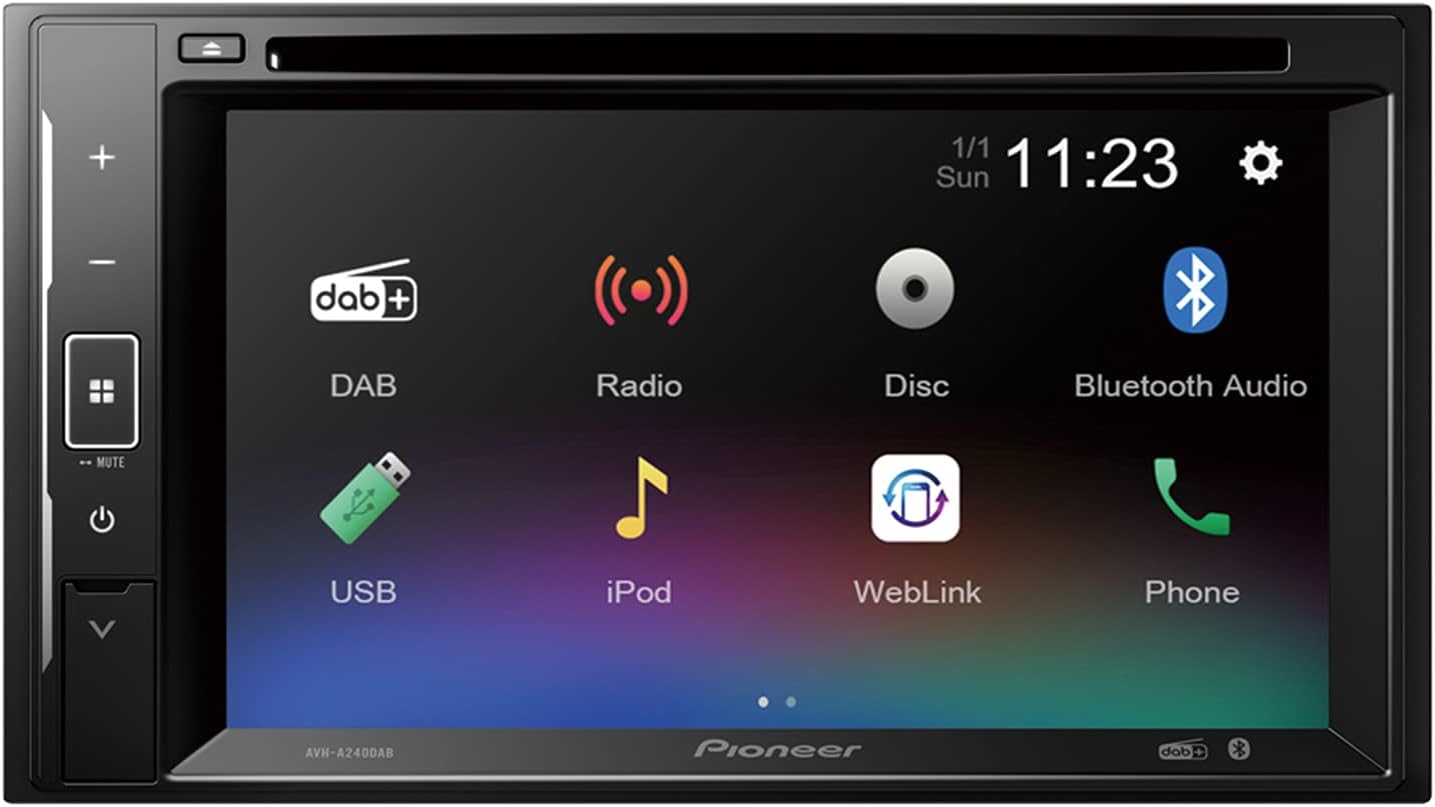 Pioneer AVH - A240DAB 6.2” touchscreen CD/DVD tuner with Smartphone Mirroring. Bluetooth, DAB/ DAB+ Digital Radio, 13 - band GEQ, advanced audio features and premium audio quality. - Amazing Gadgets Outlet