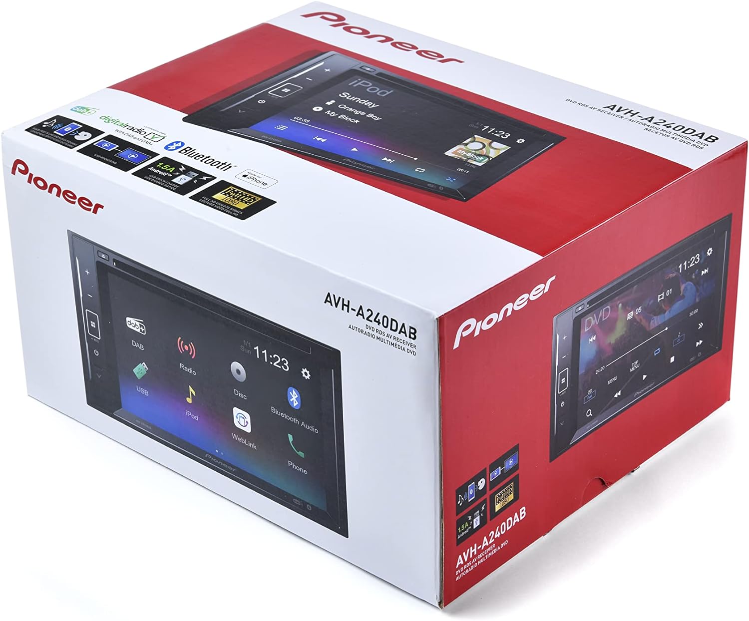 Pioneer AVH - A240DAB 6.2” touchscreen CD/DVD tuner with Smartphone Mirroring. Bluetooth, DAB/ DAB+ Digital Radio, 13 - band GEQ, advanced audio features and premium audio quality. - Amazing Gadgets Outlet