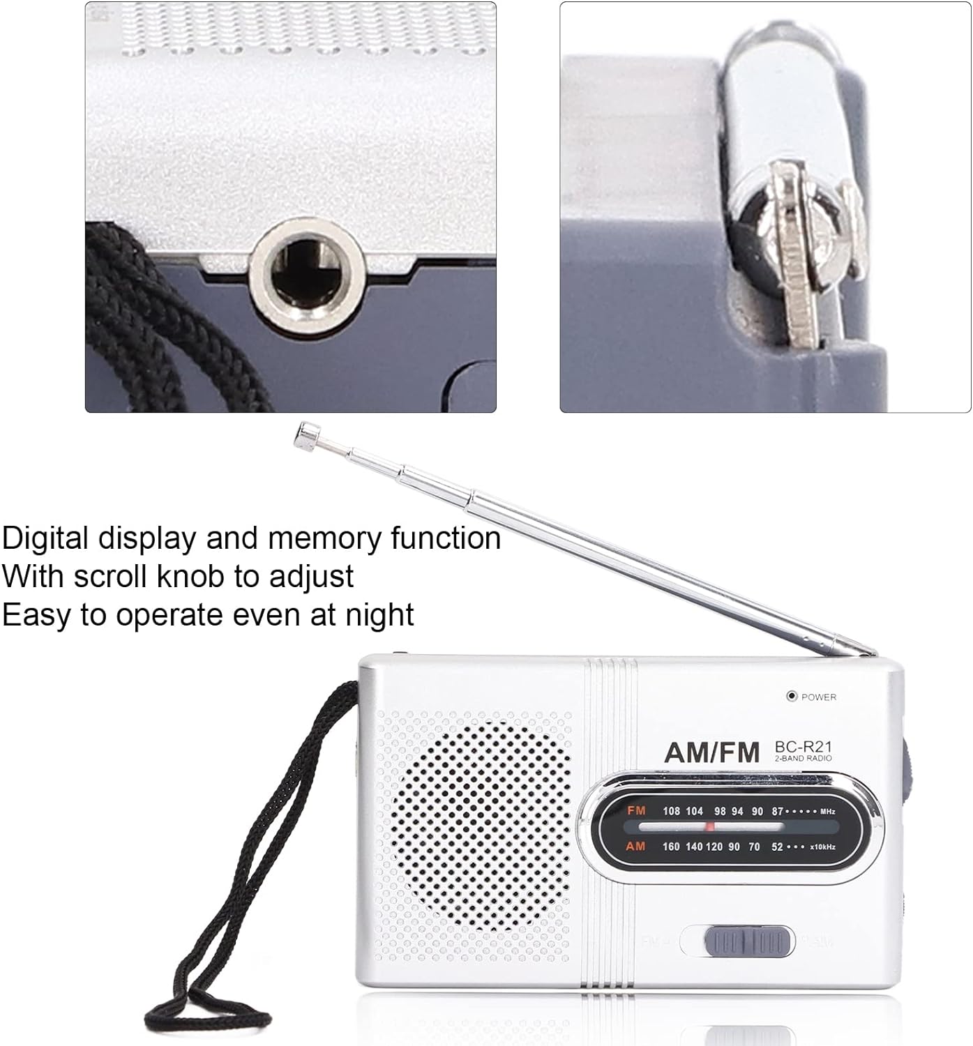 Pocket Radio FM/AM, Mini Portable Radio, World Receiver Radio, Mini Digital Tuner Receiver, Suitable for Hiking, Jogging and Camping, Excellent Reception (BC - R21) - Amazing Gadgets Outlet