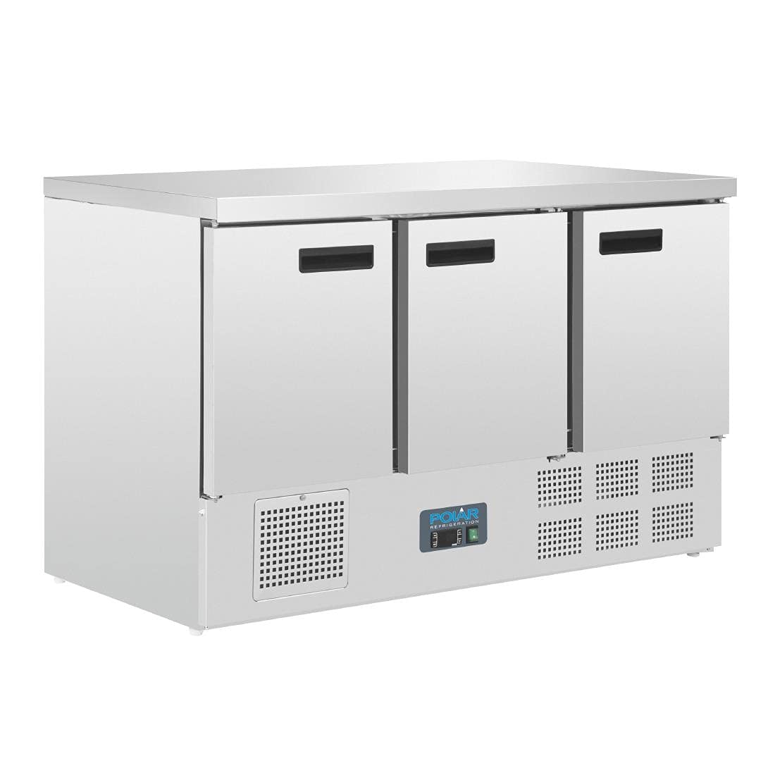 Polar Refrigeration G - Series 235W Triple Door Counter Fridge 368 Litre, Stainless Steel, 2°C to 5°C, 880(H)x1370(W)x700(D)mm, 3 Shelves, Energy Rating C, Usable Capacity: 308Ltr, R600a | G622 - Amazing Gadgets Outlet