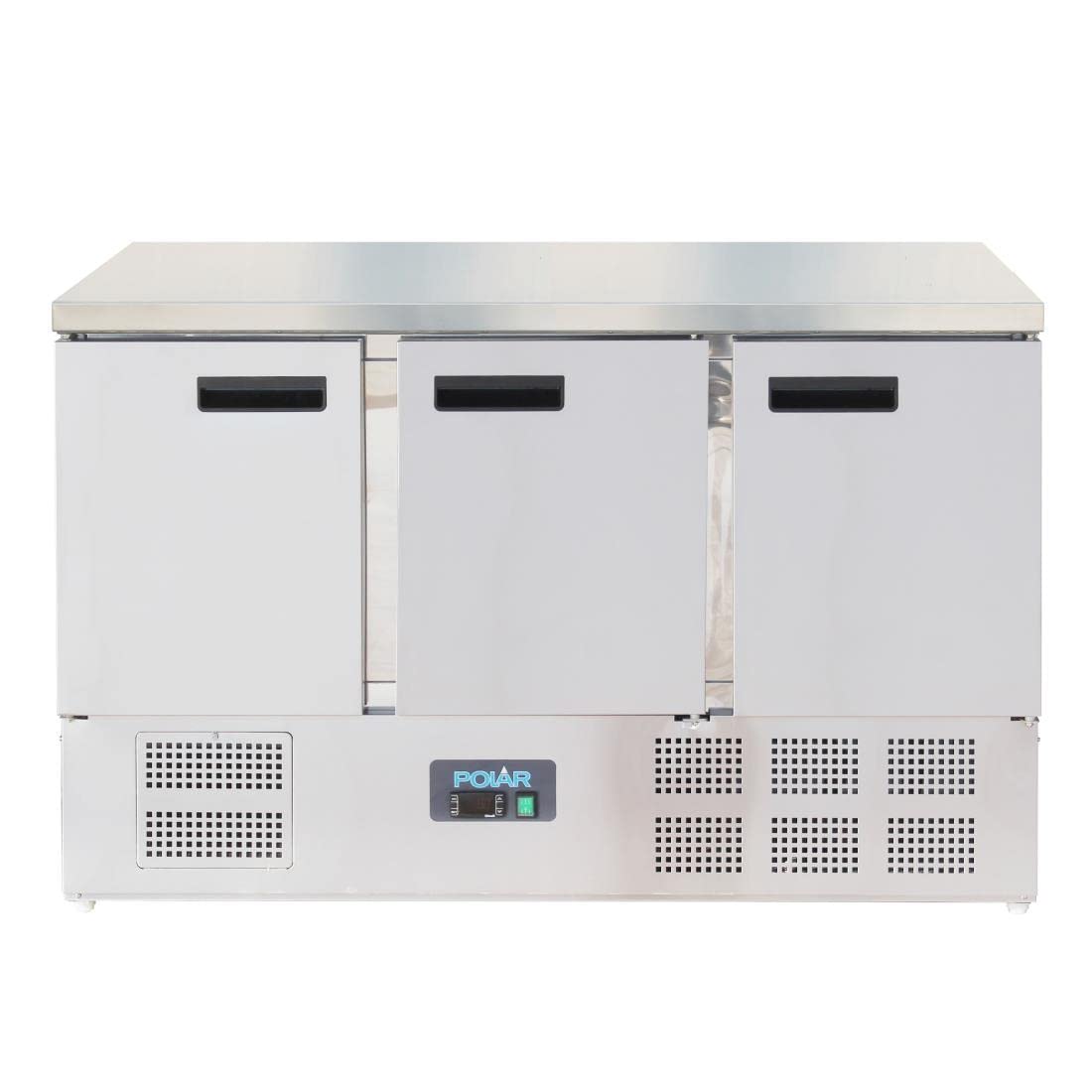 Polar Refrigeration G - Series 235W Triple Door Counter Fridge 368 Litre, Stainless Steel, 2°C to 5°C, 880(H)x1370(W)x700(D)mm, 3 Shelves, Energy Rating C, Usable Capacity: 308Ltr, R600a | G622 - Amazing Gadgets Outlet