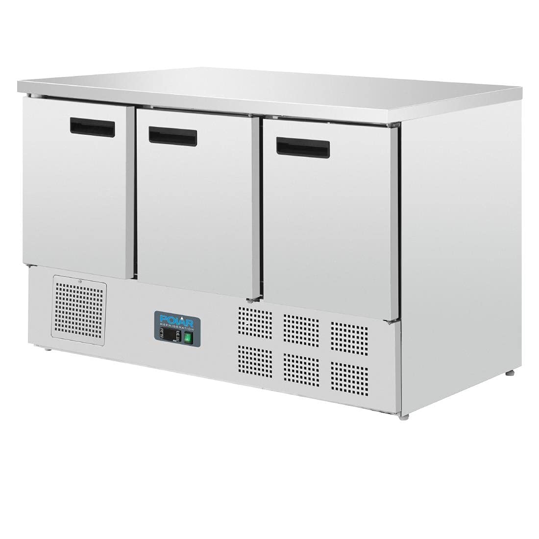 Polar Refrigeration G - Series 235W Triple Door Counter Fridge 368 Litre, Stainless Steel, 2°C to 5°C, 880(H)x1370(W)x700(D)mm, 3 Shelves, Energy Rating C, Usable Capacity: 308Ltr, R600a | G622 - Amazing Gadgets Outlet