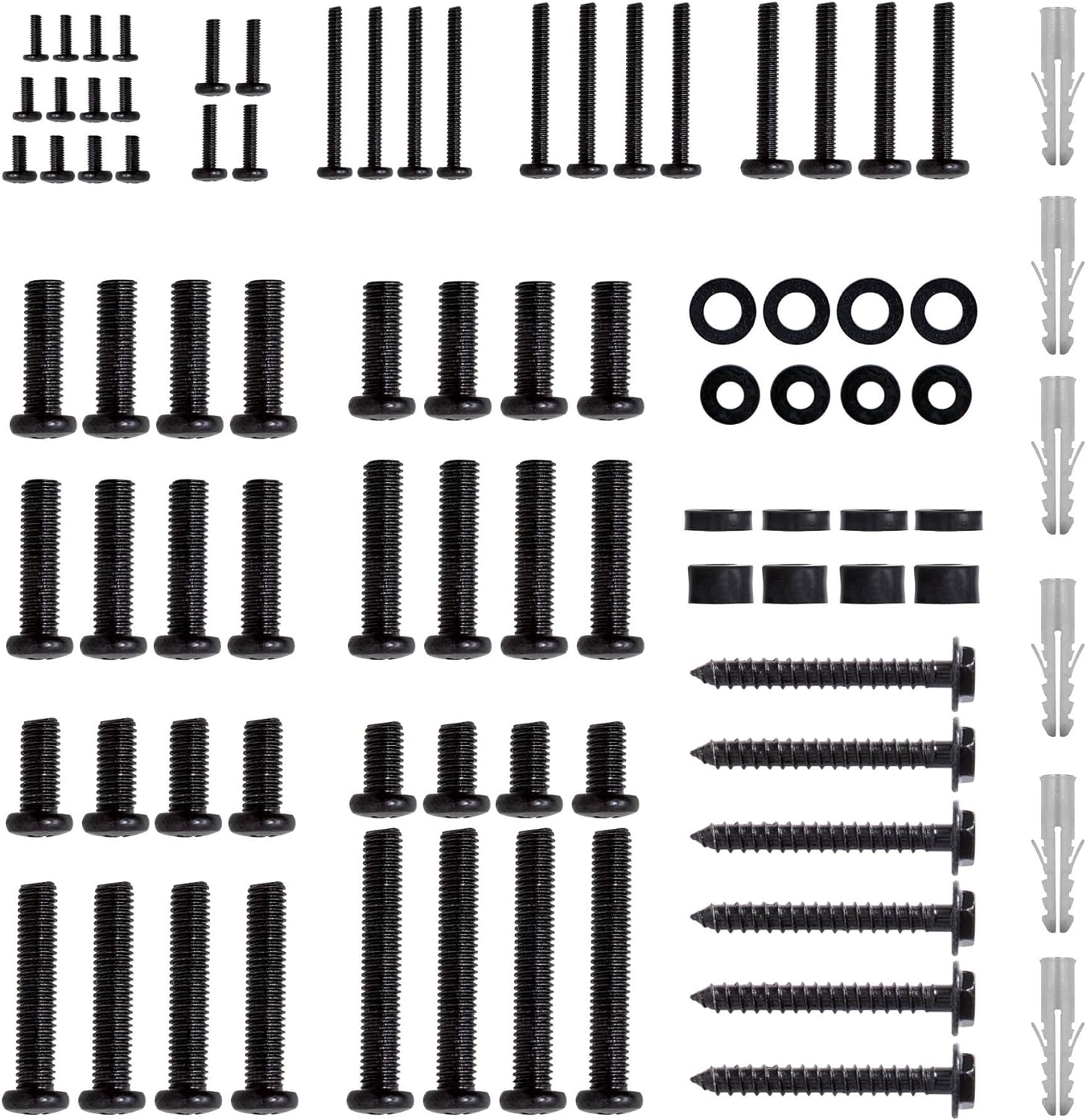 Polarduck Universal TV Mounting Hardware Kit: Fits All TVs Up to 80 inch - Includes M4 M5 M6 M8 Screws Washers & Spacers - Works with Any TV Wall Bracket Monitor & TV Stand | 88 PCS Pack Black - Amazing Gadgets Outlet